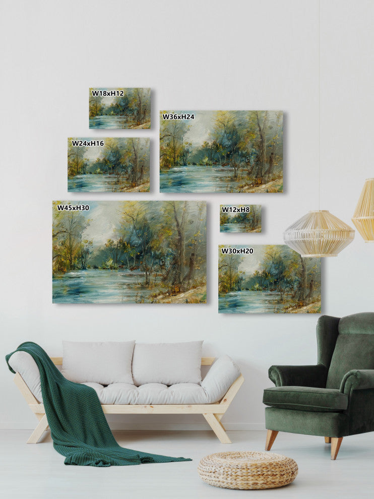 "Flowing River" Painting Print on Wrapped Canvas, 36x24