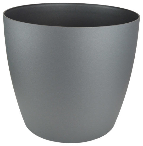 American Essence Memphis Modern Medium Indoor Plastic Round Planter, Charcoal Metallic, 13