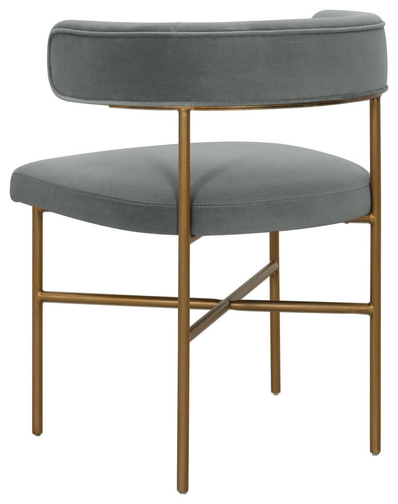 Kim Performance Velvet Chair in Grey - Grey