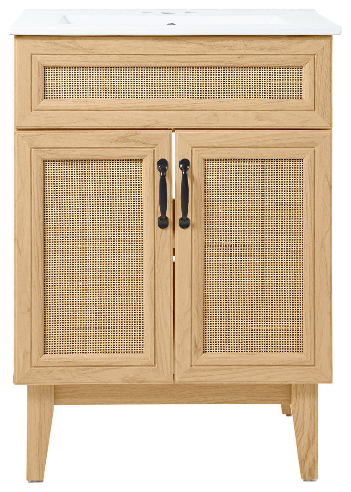 24" Modern Farmhouse 2-Shelf Bath Vanity Cabinet Only (Sink Basin not Included)