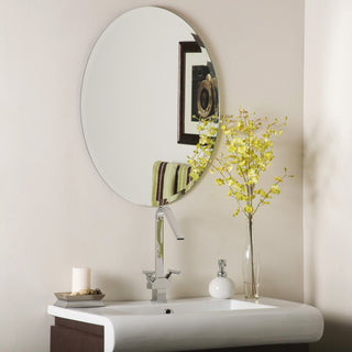 Oval Beveled Polished Frameless Wall Mirror With Hooks, 22" X 39"