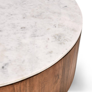Josie 22" Solid Wood and Marble Round Coffee Table by Kosas Home
