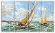 "Vintage Boats Sailing" Canvas Print, 4 Panels, 48"x28"
