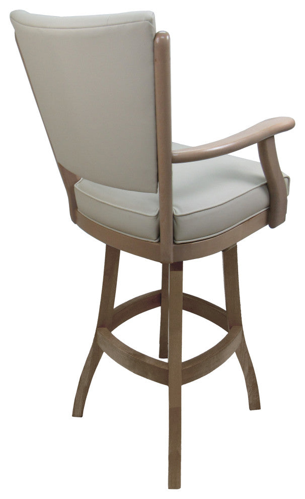 Classic Extra Tall Bar Stool, Ocean Beige Vinyl, White Wash, 34"