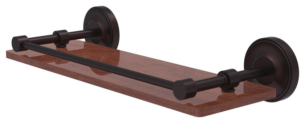 Prestige Regal 16" Solid Wood Shelf with Gallery Rail, Antique Bronze