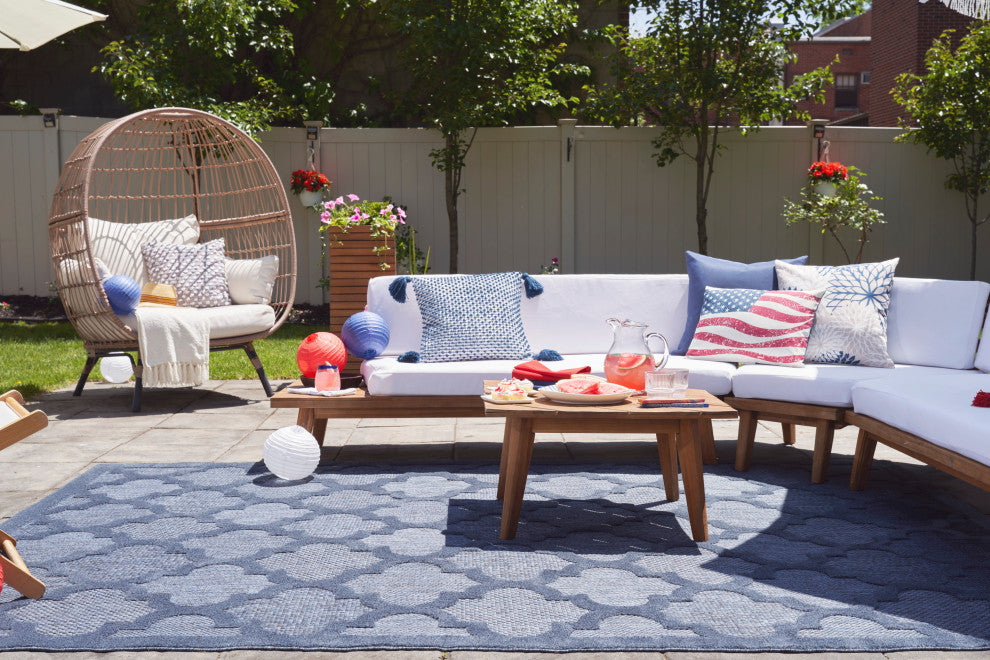 Nourison Easy Care 5' x 7' Denim Blue Modern Area Rug