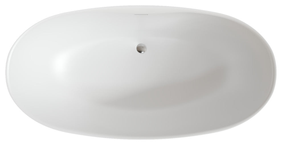 Perlato Vittoria Eco-Lapistone Freestanding Tub, White Satin, 59"