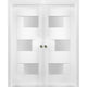 Interior Double Pocket Doors 36x96 in Opaque Glass | Sete 6933 White Silk