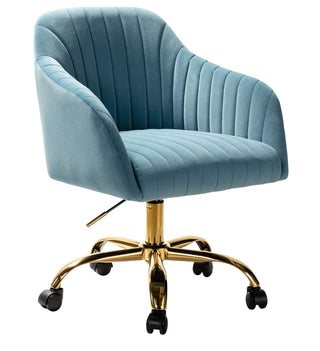 Swivel Rolling Task Chair With Tufted Back, Blue