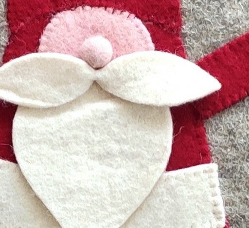 Hand Felted Wool Pillow, Gnome with Red Sequin Hat, 20"
