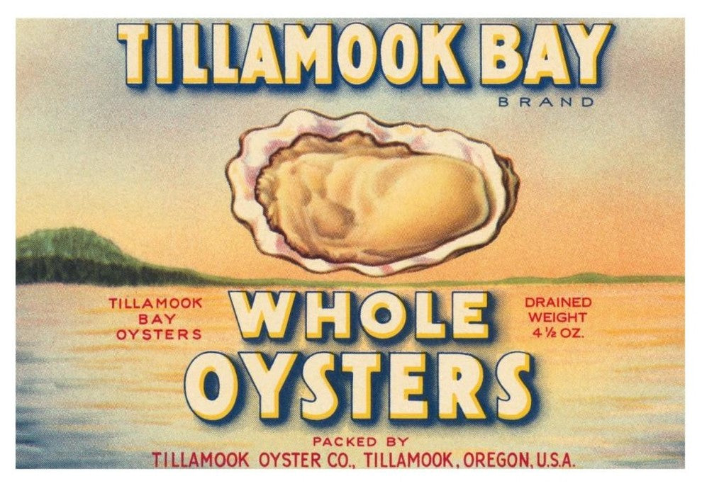 "Tillamook Bay Whole Oysters" Digital Paper Print by Retrolabel, 46"x32"