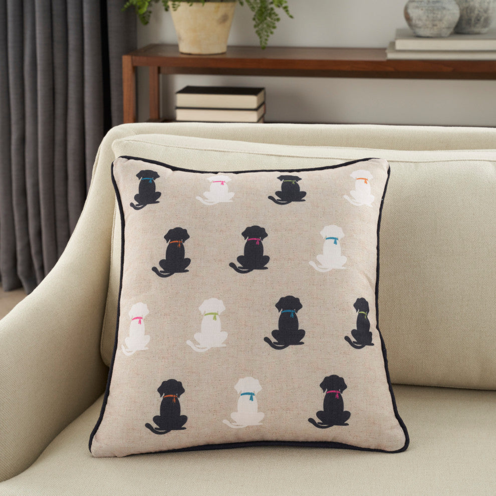 Mina Victory L0407 Throw Pillow, Black, 16" x 16"
