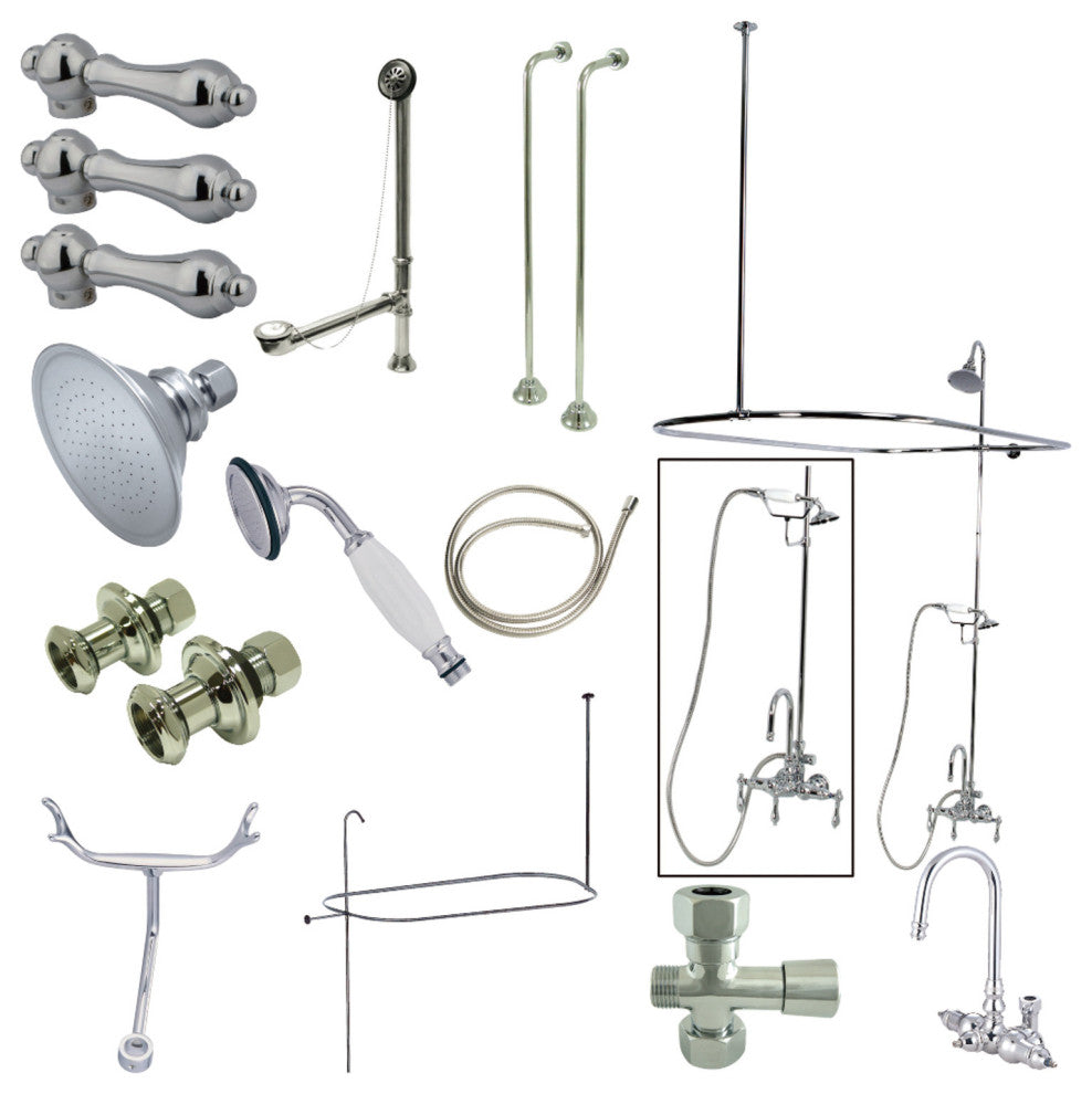 Kingston Brass High-Arc Gooseneck Clawfoot Tub Faucet Package, Polished Chrome
