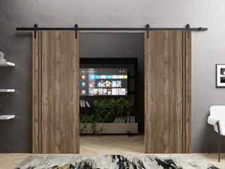 Sturdy Double Barn Door 56 x 84 with | Planum 0016 Walnut with  | 13FT