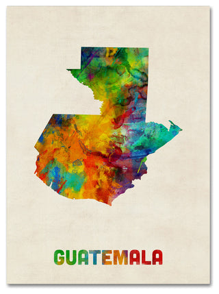 'Guatemala Watercolor Map' Canvas Art by Michael Tompsett