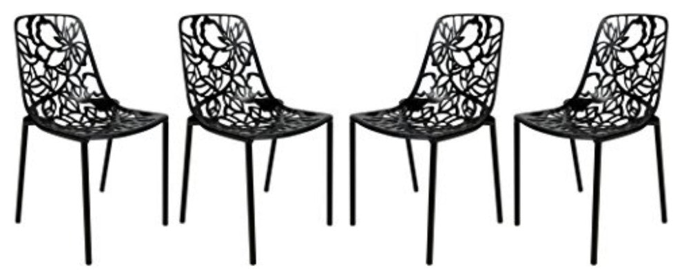 LeisureMod Modern Devon Aluminum Chair, Set of 4