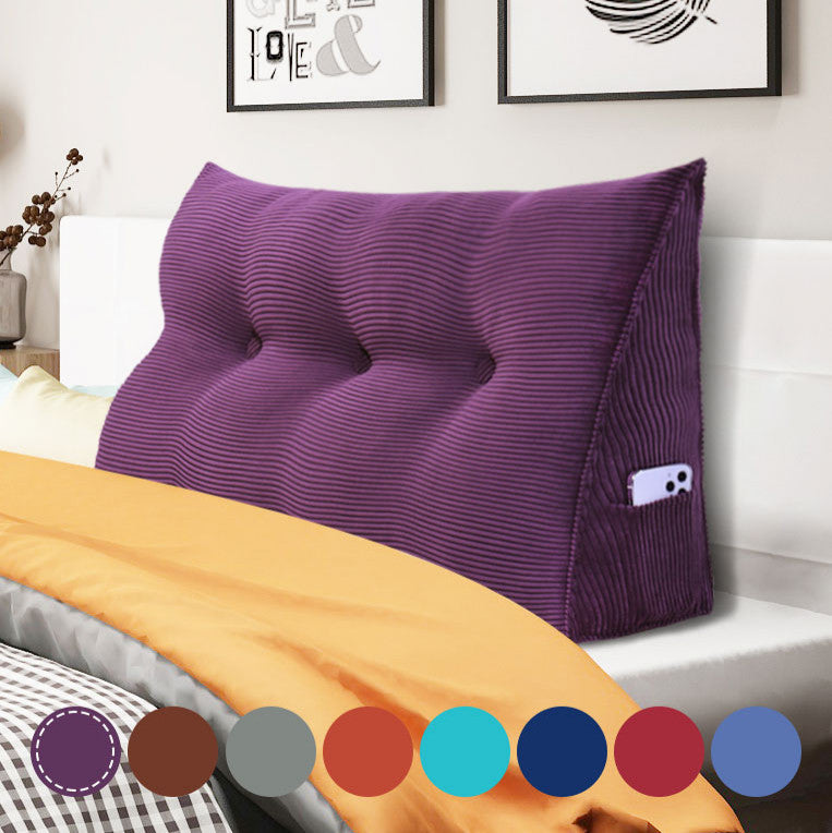 Bed Wedge Pillow Backrest Headboard Cushion Daybed Pillow Reading Wedge Purple, 39x20x8