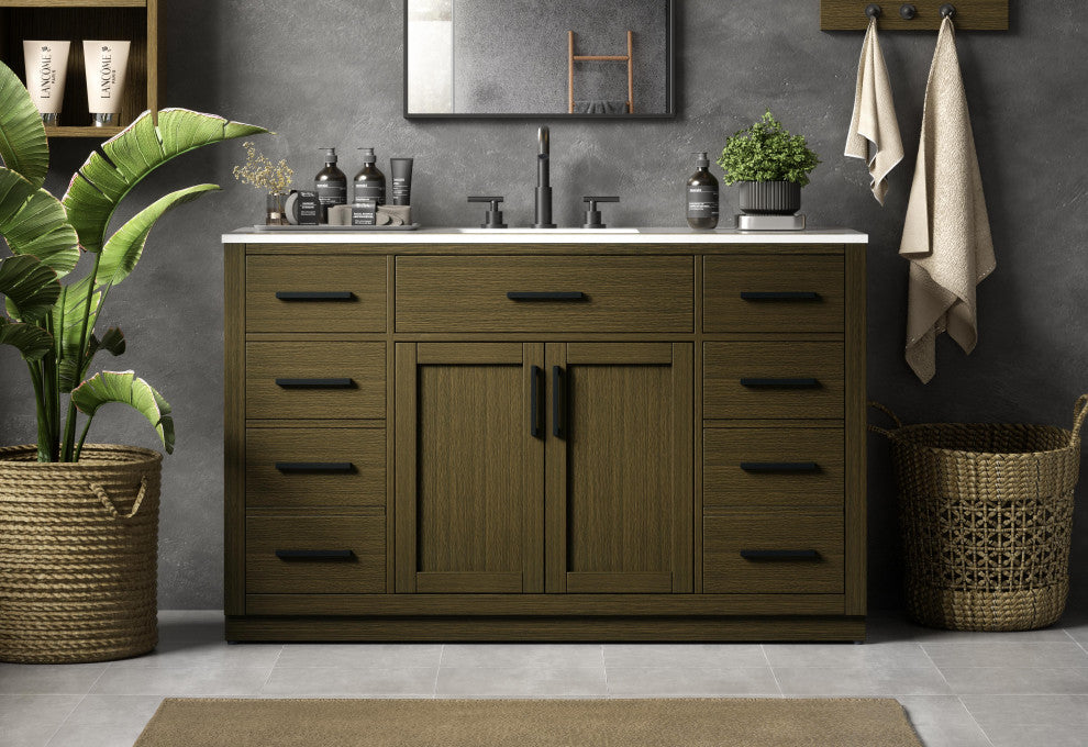 Home Living 54" Single Bathroom Vanity, Chestnut Brown
