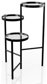 Furniture of America Rhort Contemporary Metal 3-Tier Plant Stand in Black