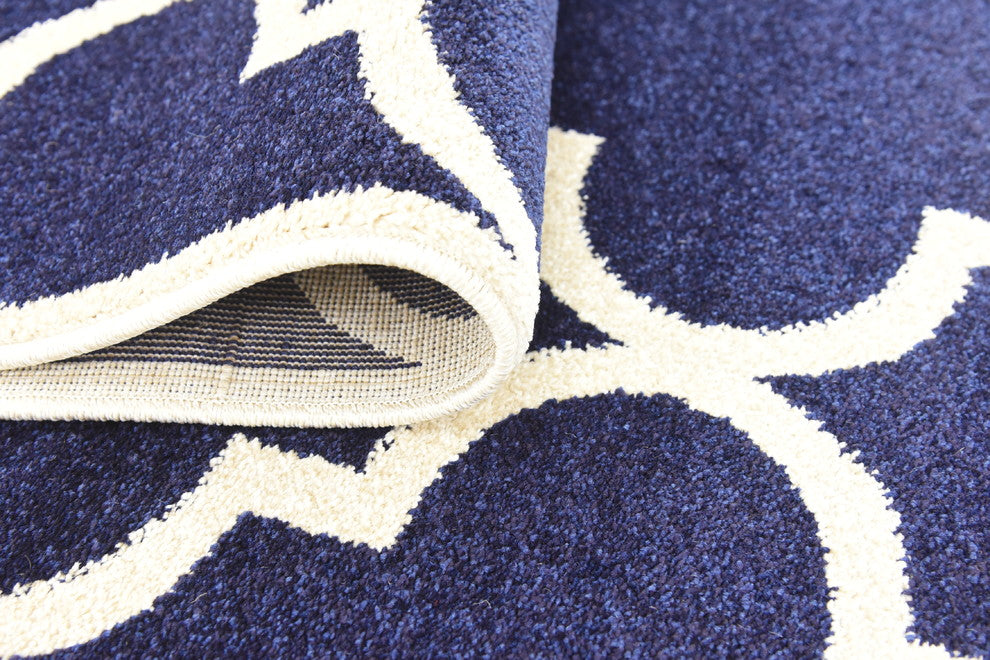 Unique Loom Navy Blue Austin Trellis 2'' 7 x 8'' 0 Runner Rug