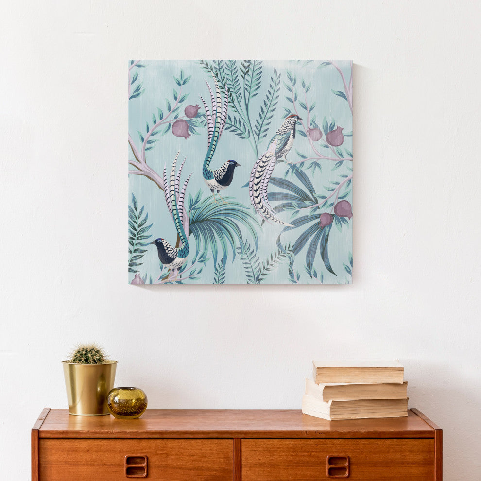 Chinoiserie Birds On Branches 16x16 Canvas Wall Art