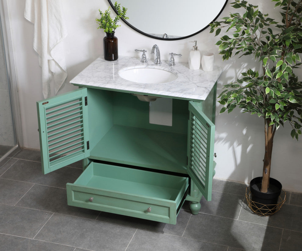 Home Living Single Bathroom Vanity, Vintage Mint, 36"