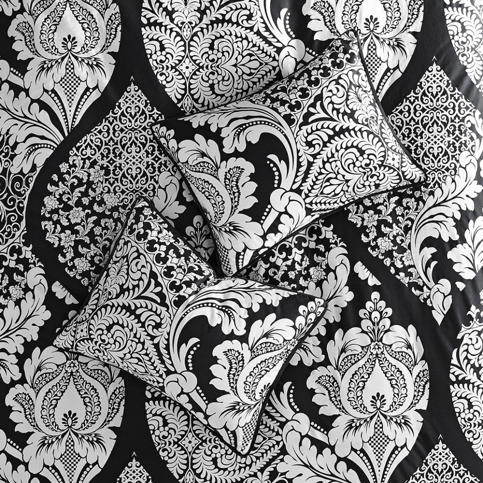 Madison Park Vienna Traditional 7-Piece Cotton Comforter Set, Black