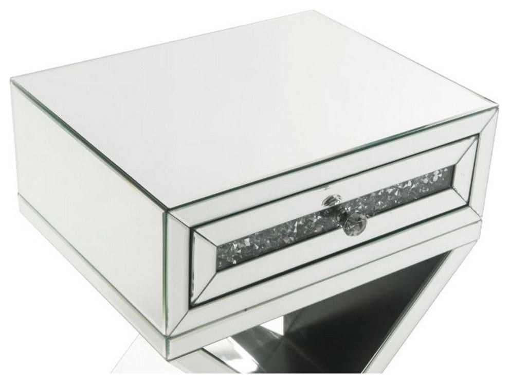Benzara BM251212 Accent Table WithxShaped Base, White