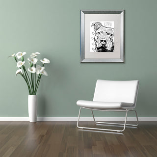 Dean Russo 'Thoughtful Pitbull CB 1' Art, Silver Frame, White Mat, 11x14