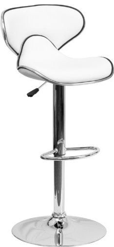 Swivel Adjustable Pu Bar Stool in White, Set of 2