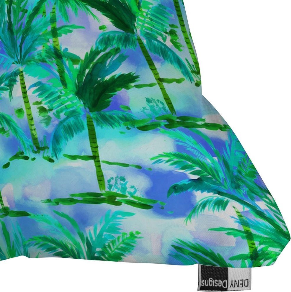 Amy Sia Palm Tree Blue Green Throw Pillow, 26"x26"