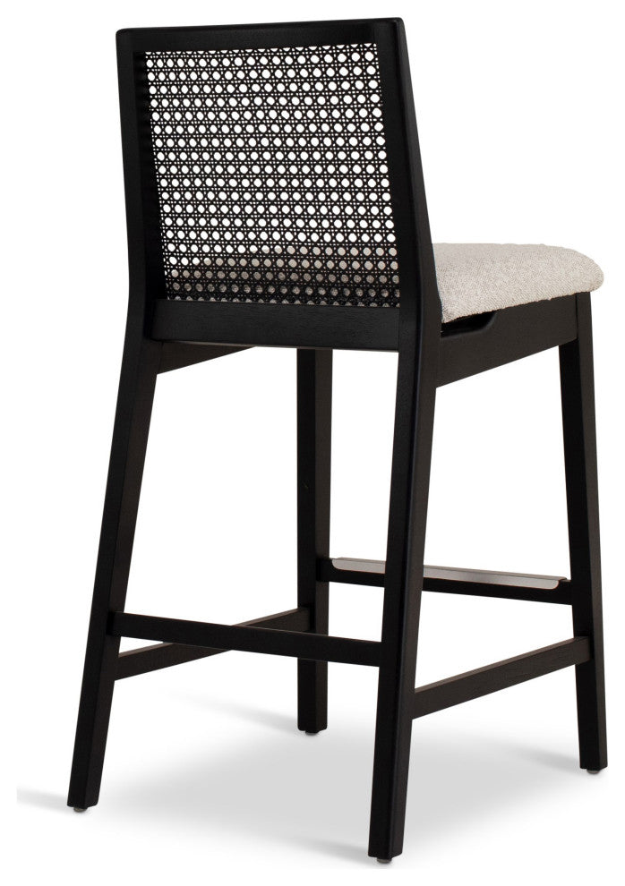 Modern Brazilian, Nardia, Cane Counter Stool, Ebano/Crafted Glaze