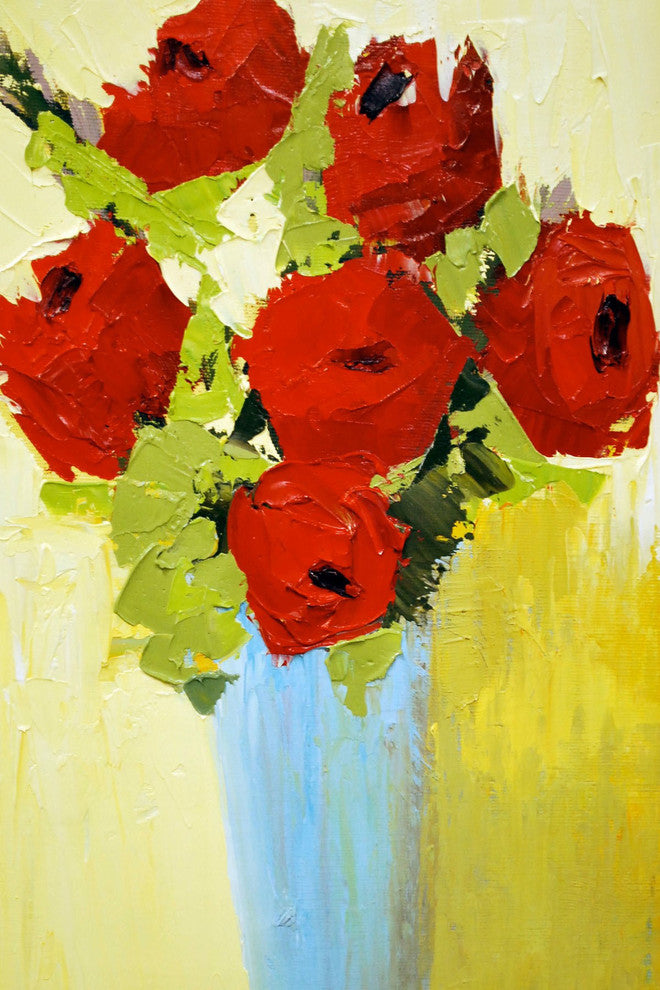 "Bouquet of Red" Painting Print on Wrapped Canvas, 12"x18"
