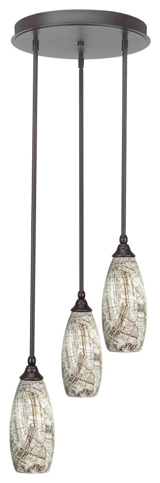Empire 3-Light Cluster Pendalier, Dark Granite/Natural Fusion
