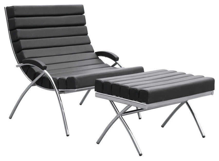 Modern Classics Classic Chair and Ottoman, Black