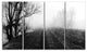 "Black And White Misty Landscape Panorama" Landscape Wall Art, 4 Panels, 48"x28"