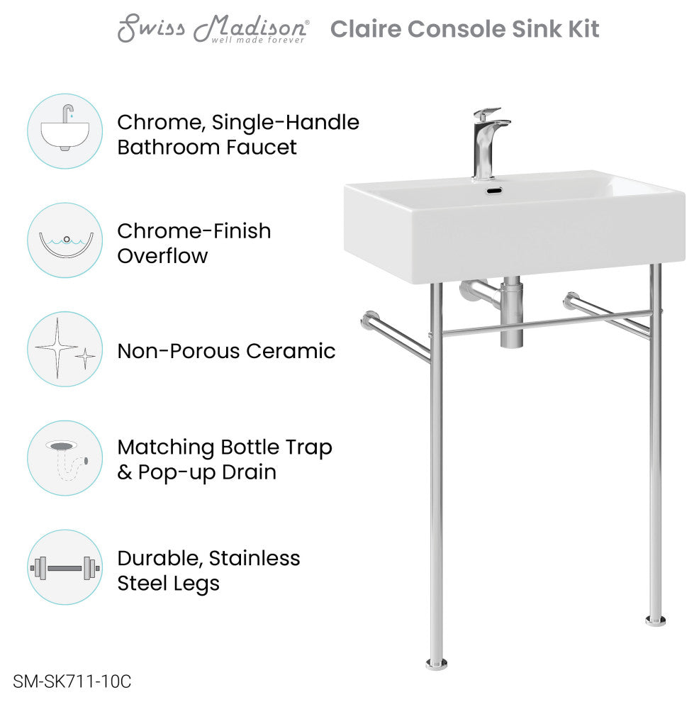 Claire 24 Ceramic Console Sink Bundle