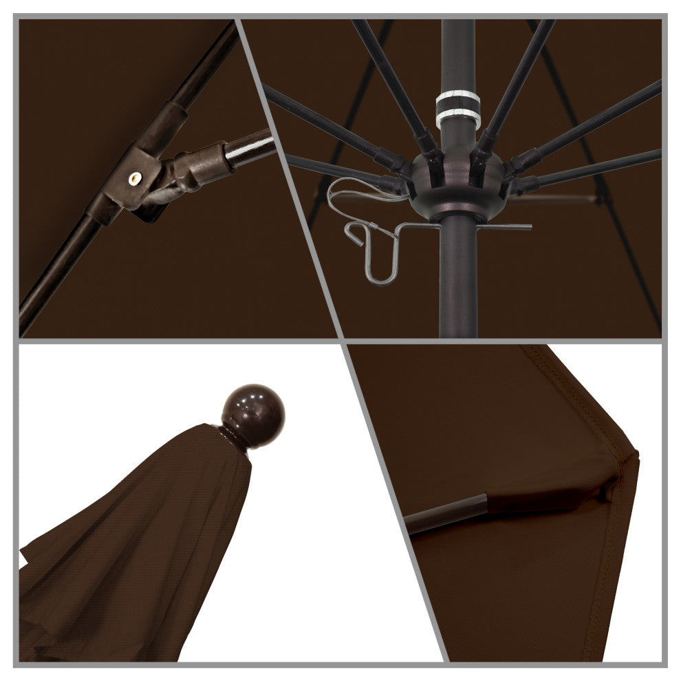 11' Fiberglass Umbrella Bronze, Olefin, Teak, 11'