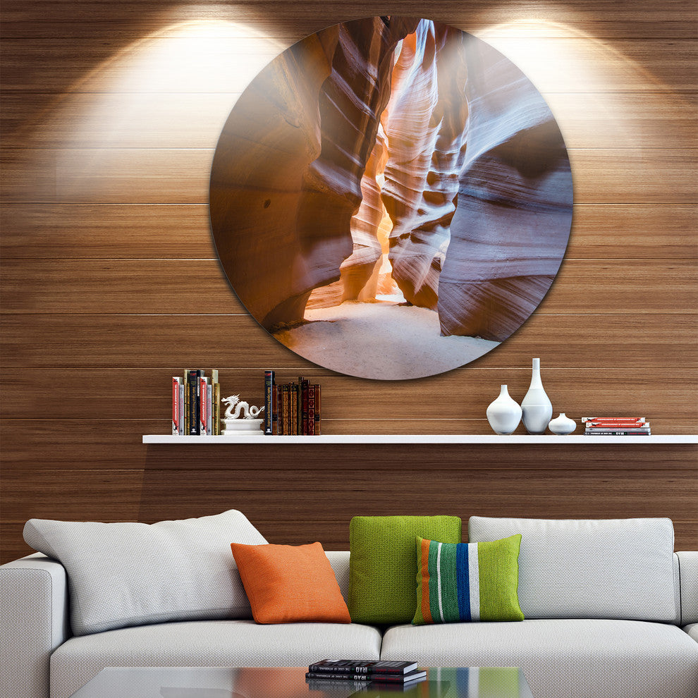 Antelope Canyon Glow Inside, Landscape Photo Disc Metal Wall Art, 11"
