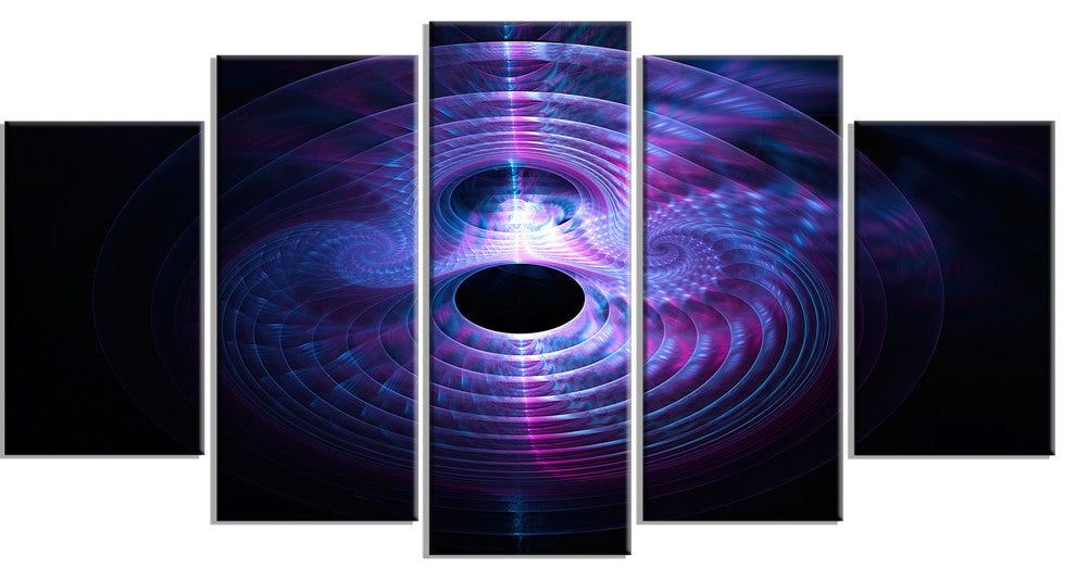 Bright Blue Magical Lights, Contemporary Art on Canvas, 60"x32", 5 Panels