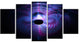 Bright Blue Magical Lights, Contemporary Art on Canvas, 60"x32", 5 Panels