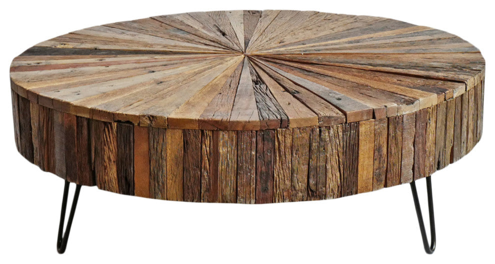Salvaged Round Pinwheel Coffee Table