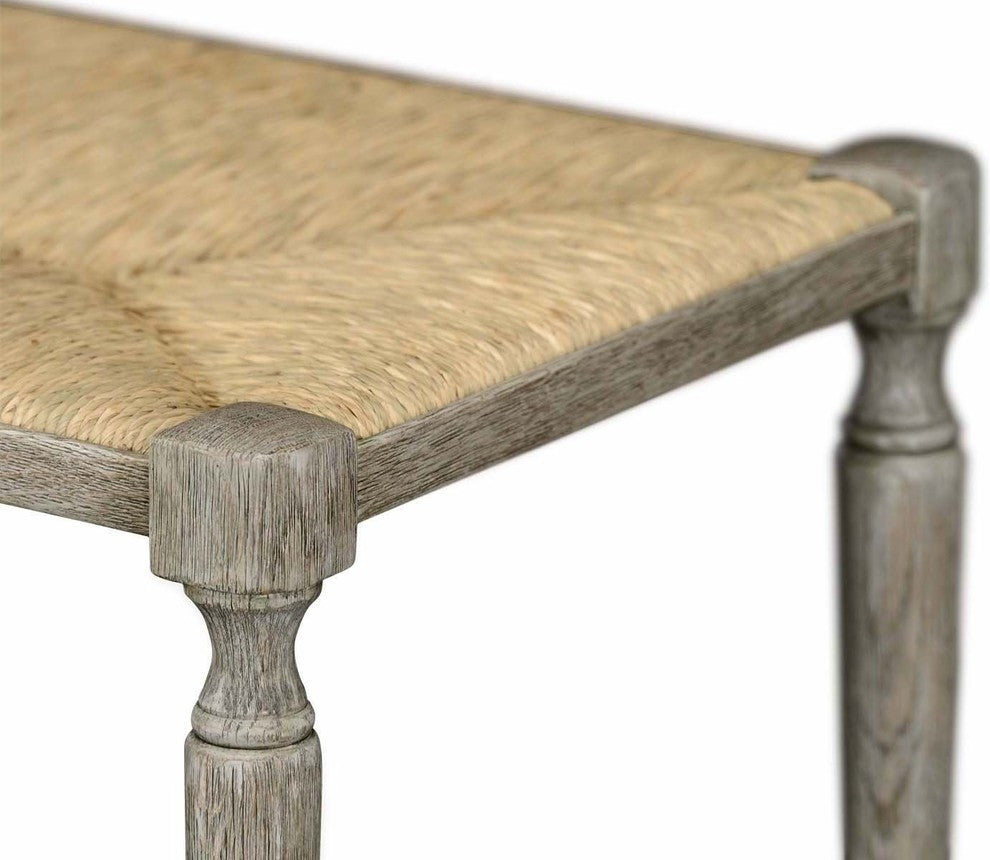 French Provincial Grayed Oak Bench