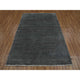 Gray, Hand Knotted Grass Design, Densely Woven, Wool and Silk Rug, 5'1"x7'1"