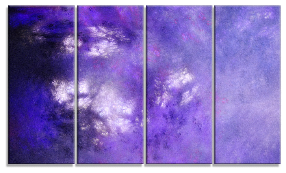 Blur Purple Sky with Stars, Abstract Canvas Art Print, 48"x28", 4 Panels