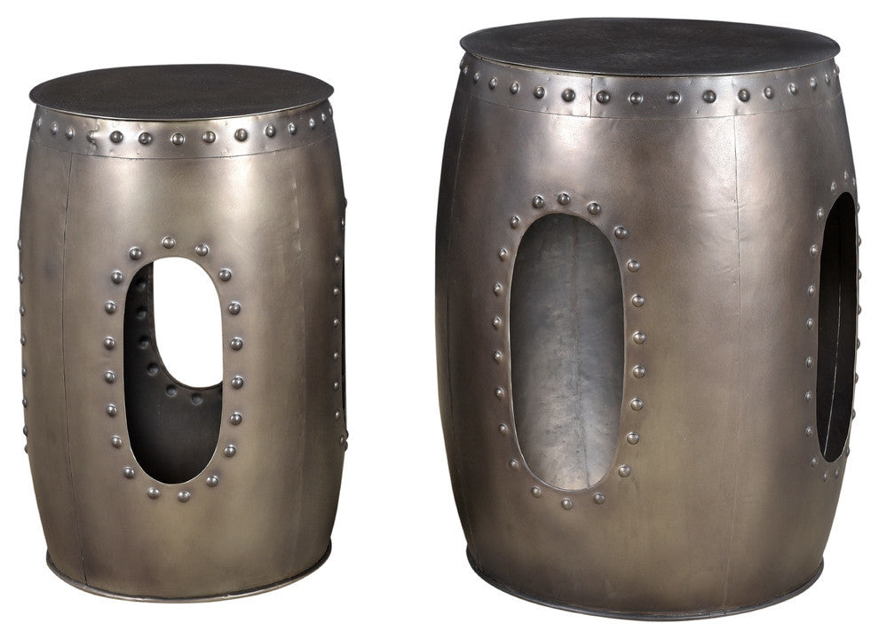 Set of 2: Redondo Baton Occasional Tables in Nickel