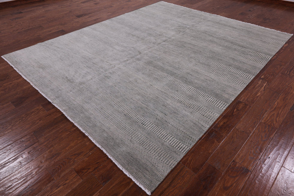 8' 2" X 10' 2" Hand Knotted Savannah Gabbeh Wool and Silk Rug Q4556