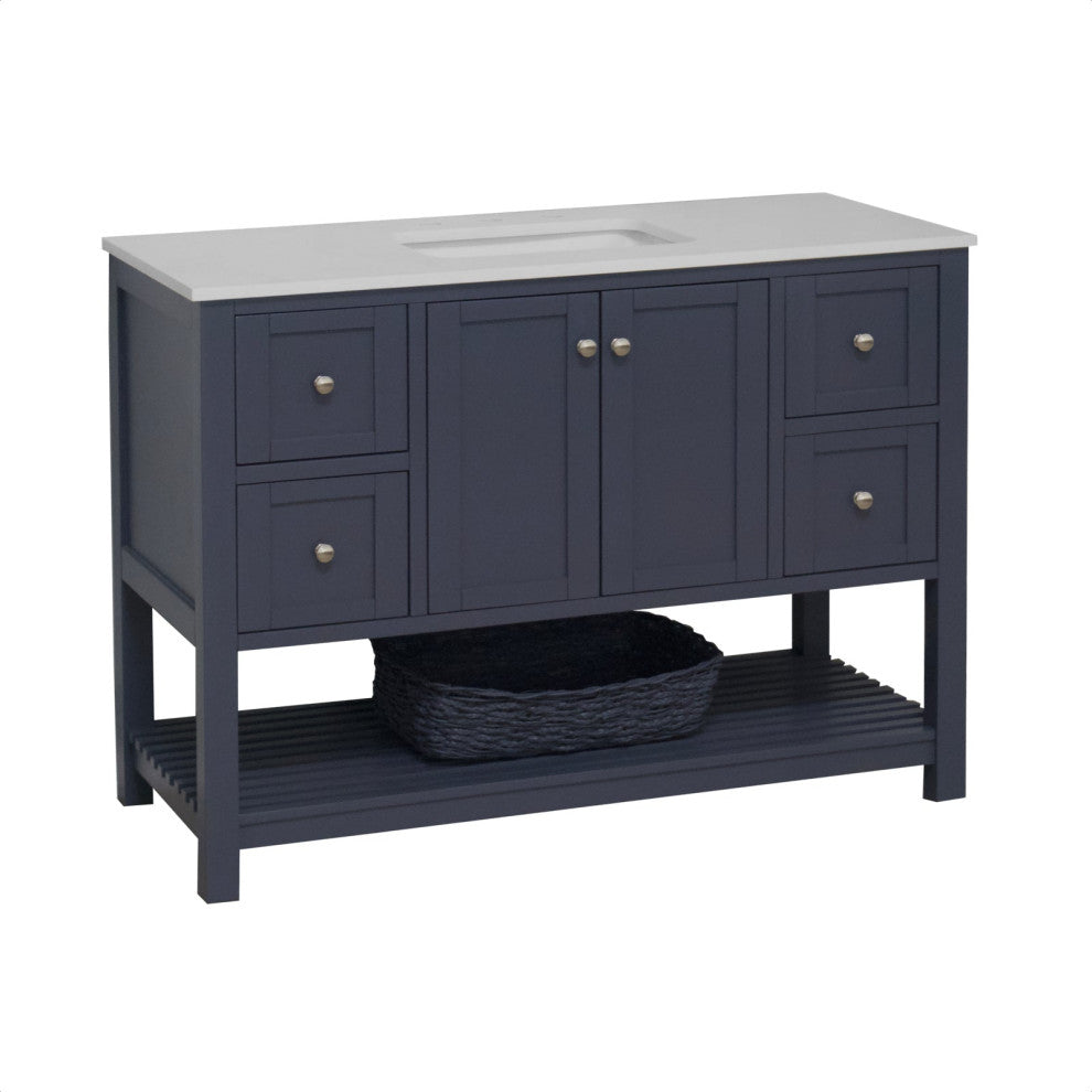 Kitchen Bath Collection Lakeshore 48" Vanity, Marine Gray, Engineered White