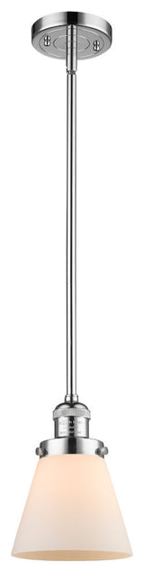 Small Cone 1-Light LED Pendant, Polished Chrome, Glass: Matte White Cased