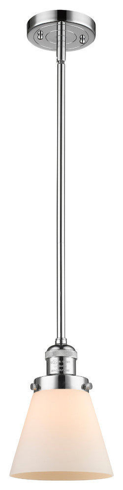 Small Cone 1-Light LED Pendant, Polished Chrome, Glass: Matte White Cased